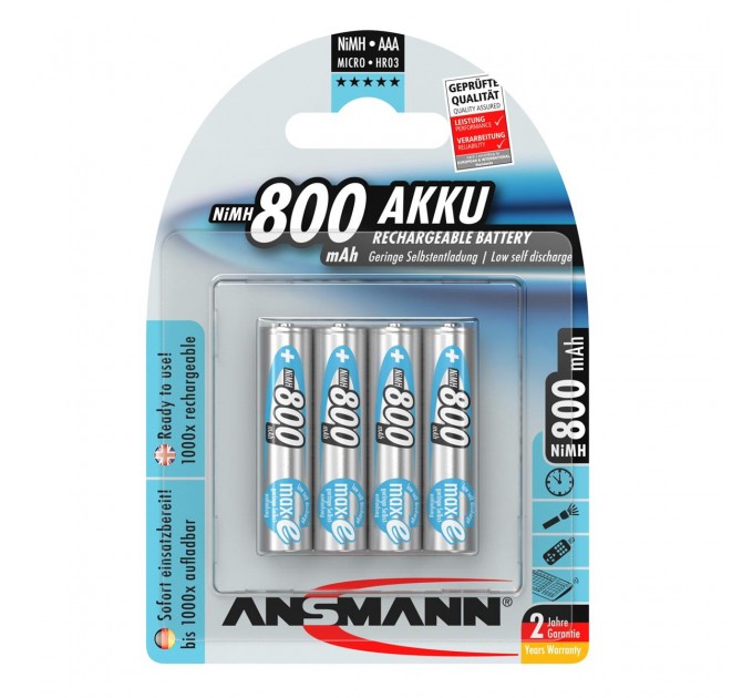 Ansmann Аккумуляторы Ansmann AAA/HR03 NI-MH 800 mAh BL 4 шт