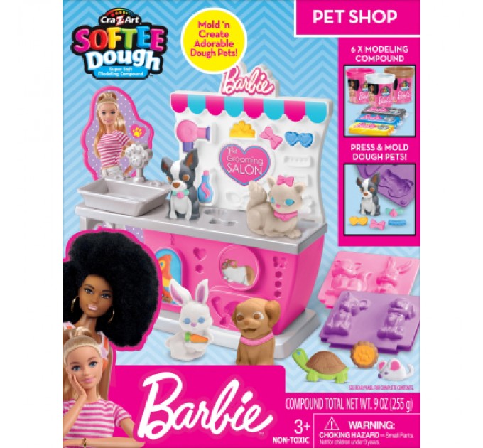 Cra-Z-Art Набір для творчості Cra-Z-Art Barbie Тісто для ліплення , Зоомагазин з формами, набір 10од (34041CRA)