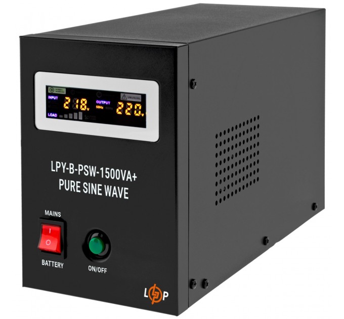 LogicPower Джерело безперебійного живлення LogicPower LPY-B-PSW-1500VA+ (1050Вт)10A/15A, Lin.int., AVR, 2 x евро, метал