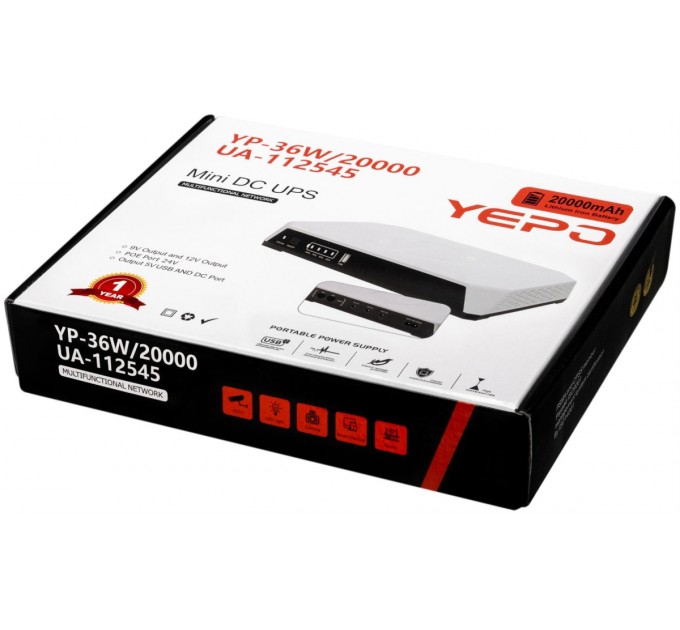 Yepo Джерело безперебійного живлення Yepo Mini DC-UPS YP-36W/20000mAh LiFePO4 DC-5V/9V/12V (UA-112545)