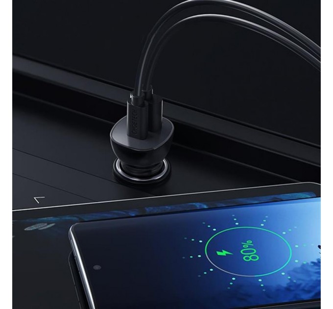 Choetech Автомобильное зарядное устройство Choetech (1USB Type C; 1USB) 38W PD3.0 QC3.0 Black (TC0005)