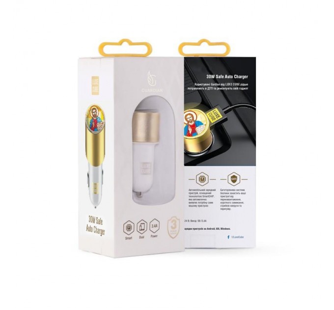 Luxe Cube Автомобильное зарядное устройство Luxe Cube Guardian J 2USB 3.4А, белый (8889998698497)