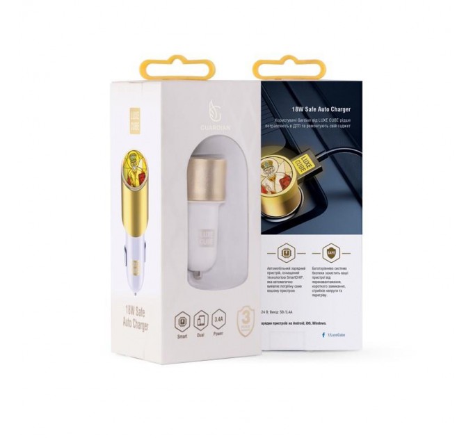 Luxe Cube Автомобильное зарядное устройство Luxe Cube Guardian N 2USB 3.4А, белый (8889998898484)