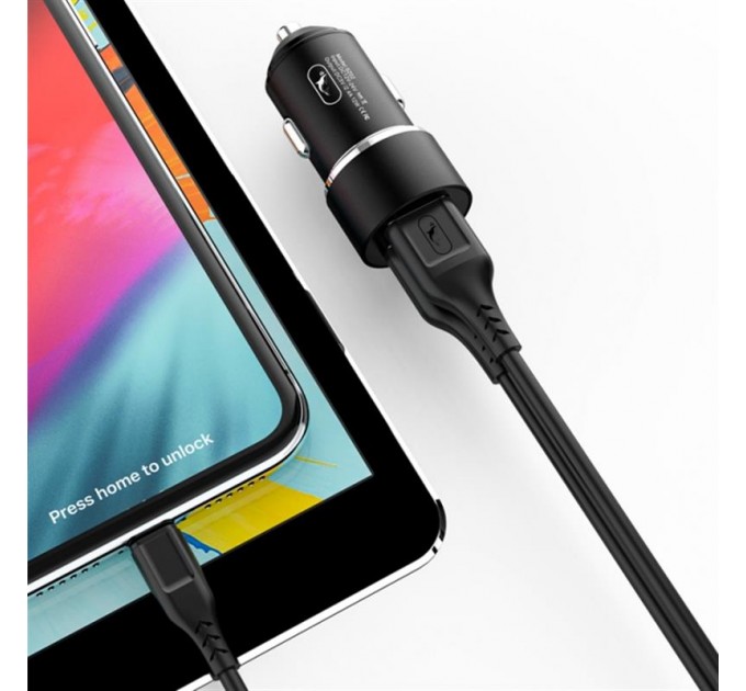 SkyDolphin Автомобильное зарядное устройство SkyDolphin SZ02V Aluminium (2USB, 2.4A) Black (AZP-000073) + кабель microUSB