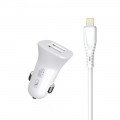 Автомобильное зарядное устройство SkyDolphin SZ09L (2USB, 3.4A) White (AZP-000108) + кабель Lightning