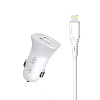 Автомобильное зарядное устройство SkyDolphin SZ09L (2USB, 3.4A) White (AZP-000108) + кабель Lightning