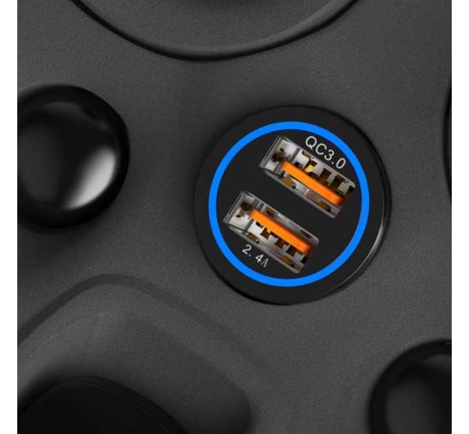 SkyDolphin Автомобильное зарядное устройство SkyDolphin SZ15 Aluminium QC3.0 (2USB, 2.4A) Black (AZP-000087)