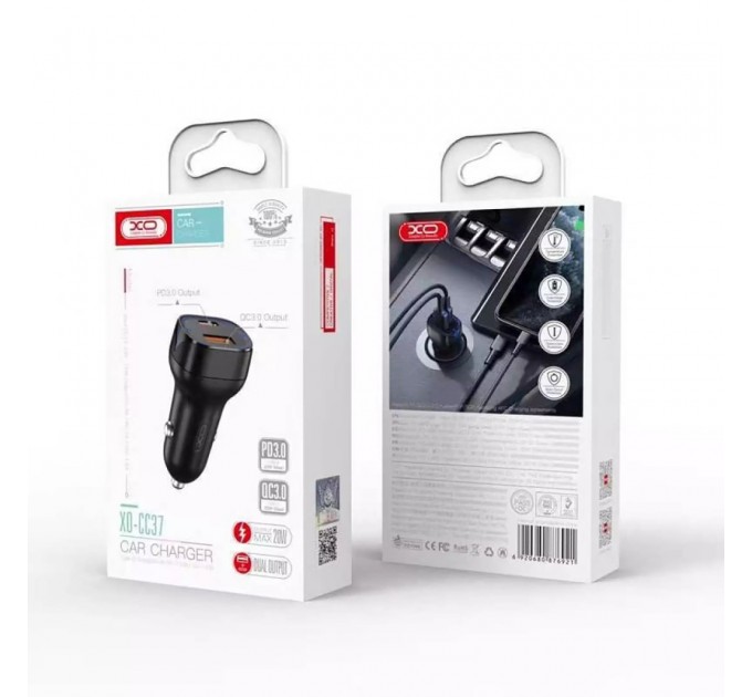 XO Автомобильное зарядное устройство XO CC37 (2USB, 3А) Black (CC37.black)