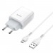 HOCO Зарядное устройство Hoco C72A Glorious (1USB, 2.1А) White (6931474713001) + кабель MicroUSB