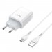 Зарядное устройство Hoco C72A Glorious (1USB, 2.1А) White (6931474713018) + кабель Type-C