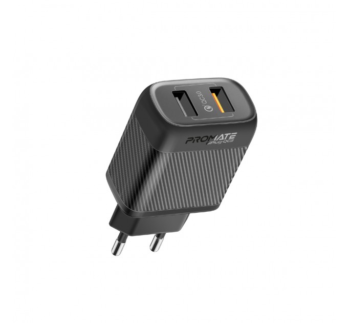 Зарядное устройство Promate BiPlug-QC3 Black