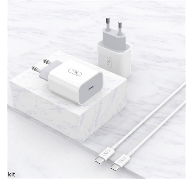 SkyDolphin Зарядний пристрій SkyDolphin SC18EL PD2.0 (1USB-С, 3A) White (MZP-000156) + кабель Lightning