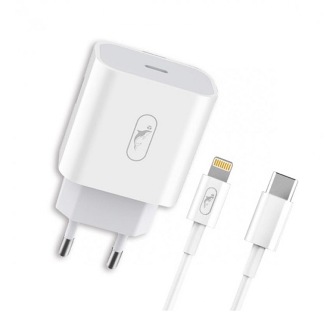 SkyDolphin Зарядний пристрій SkyDolphin SC18EL PD2.0 (1USB-С, 3A) White (MZP-000156) + кабель Lightning