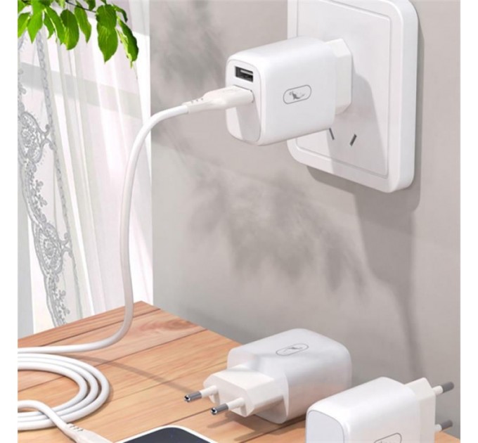 Зарядное устройство SkyDolphin SC22EBL (2USB, 2.1A) White (MZP-000162) + кабель Lightning