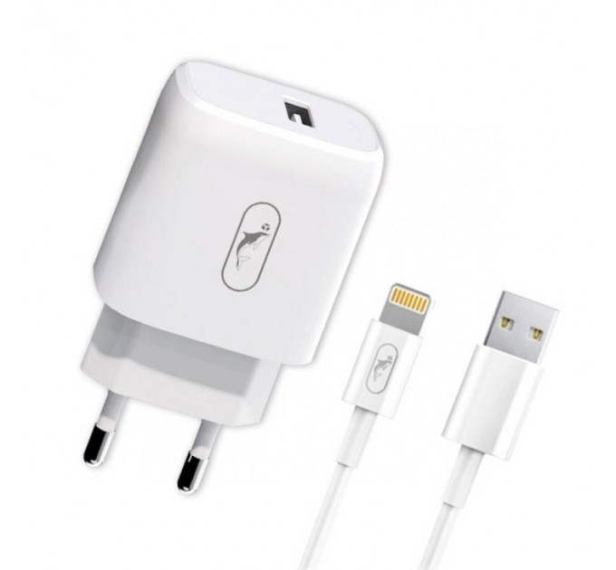 Зарядний пристрій SkyDolphin SC22EL (1USB, 2.1A) White (MZP-000158) + кабель Lightning