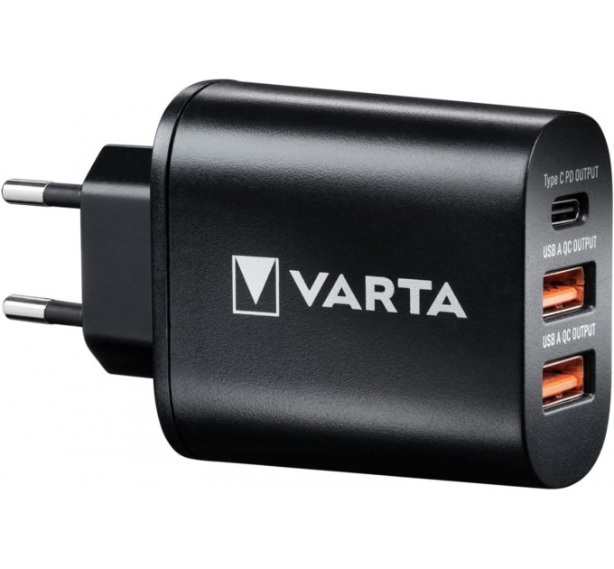 Varta Зарядное устройство Varta Wall Charger (2USB, 3A; USB-C, 3A) 38W Black (57958101401)
