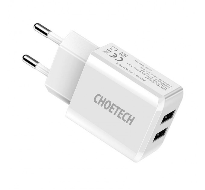Choetech Сетевое зарядное устройство Choetech (2USBх2A) White (C0030)
