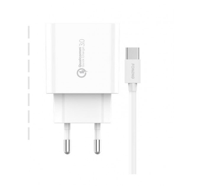 Сетевое зарядное устройство Foneng EU46 QC3.0 Charger (1USBх3A) White (EU46-CH-TC) + кабель USB Type C