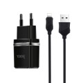 Сетевое зарядное устройство Hoco C12 Smart 2.4A 2USB Black (S23146) + кабель Lightning
