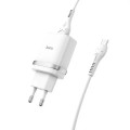 HOCO Сетевое зарядное устройство Hoco C12Q (1USB, 3А) QC3.0 White (S23110) + кабель MicroUSB