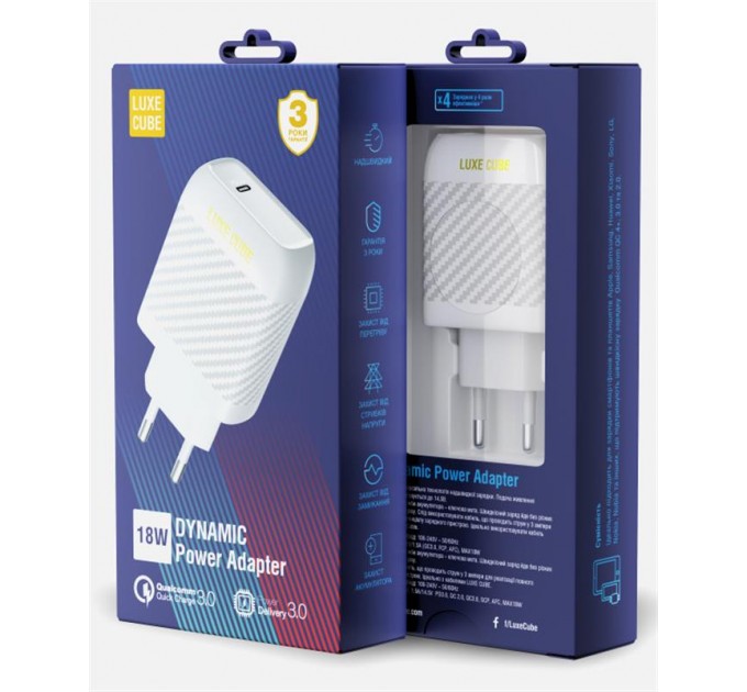 Luxe Cube Сетевое зарядное устройство Luxe Cube Dynamic 18W (1USBх3A) White (4446689880643)