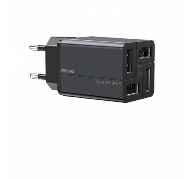 Сетевое зарядное устройство Remax RP-U43 Wanfu (EU) (4USB 3.4А) Black (6972174153667)