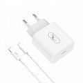 Сетевое зарядное устройство SkyDolphin SC38T (USB TYPE-Cx2.4A) White (MZP-000182) + кабель Lightning