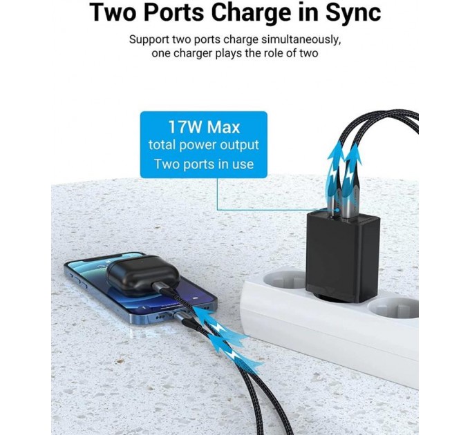 Vention Сетевое зарядное устройство Vention USB Type C + QC4.0 (18-20W) Black (FBBB0-EU)