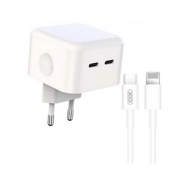 XO Сетевое зарядное устройство XO L102 (2USB-Cх3A) QC3.0 White (XO-L102i-WH) + кабель Lightning