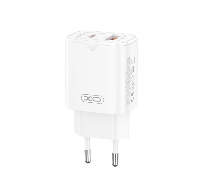 XO Мережевий зарядний пристрій XO L130 (1USB-С, 1USB, 3А) PD, QC 3.0 White (L130.white)