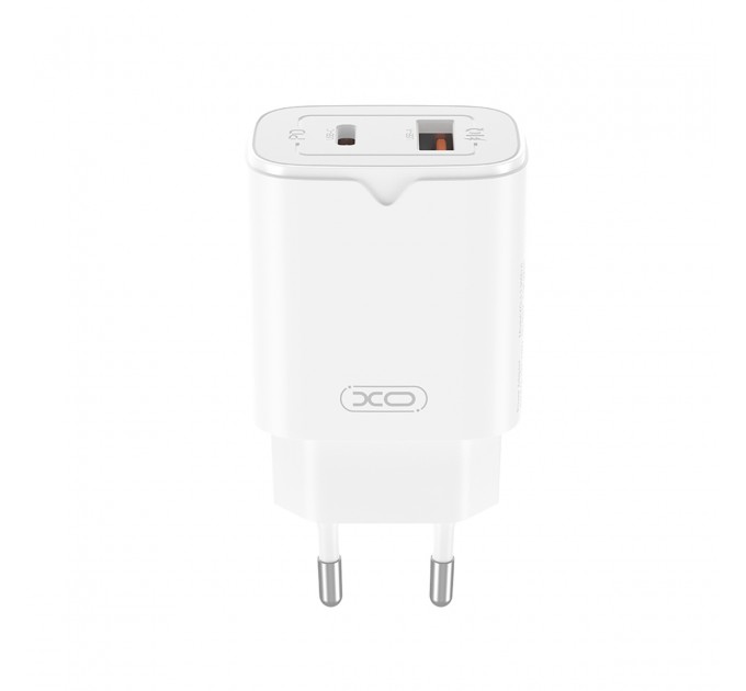 XO Мережевий зарядний пристрій XO L130 (1USB-С, 1USB, 3А) PD, QC 3.0 White (L130.white)