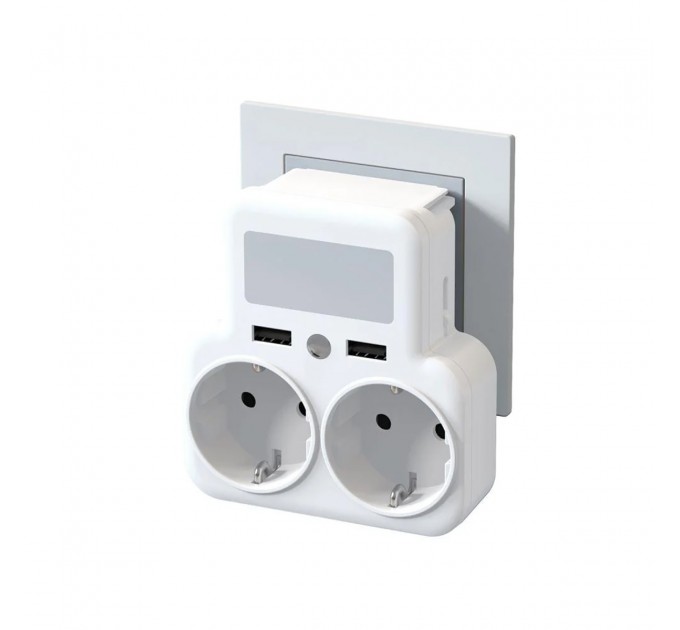 XO Мережевий зарядний пристрій XO WL09 (2 розетки 4000W; 2USB 2.4A) White (WL09.white)