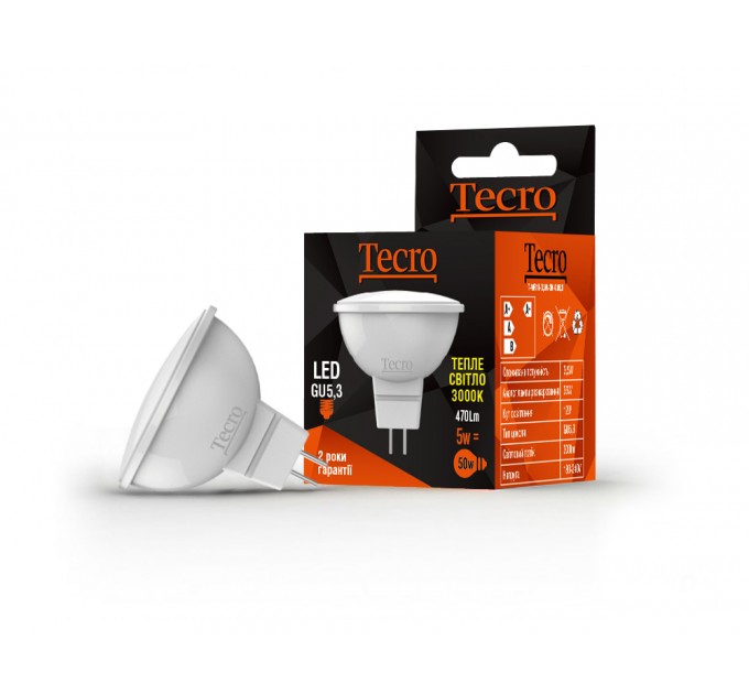 Tecro Лампа светодиодная Tecro 5W GU5.3 3000K (T-MR16-5W-3K-GU5,3)