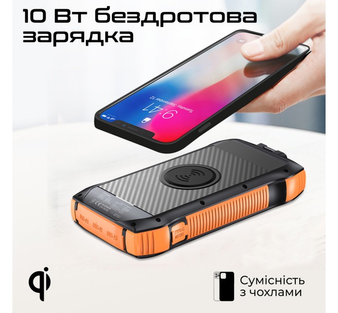 Promate Универсальная мобильная батарея Promate SolarTank-20PDQI 20W 20000mAh Black