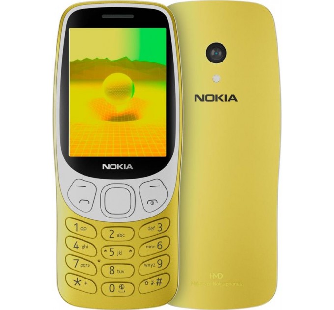 Nokia Мобильный телефон Nokia 3210 4G 2024 Dual Sim Gold; 2.4" (320x240) TN / кнопочный моноблок / Unisoc T107 / ОЗУ 64 МБ / microSD до 32 ГБ / камера 2 Мп / Bluetooth / 4G (LTE) / ОС Nokia Series 30+ / 122x52x13.1 мм / 1450 мАч / желтый