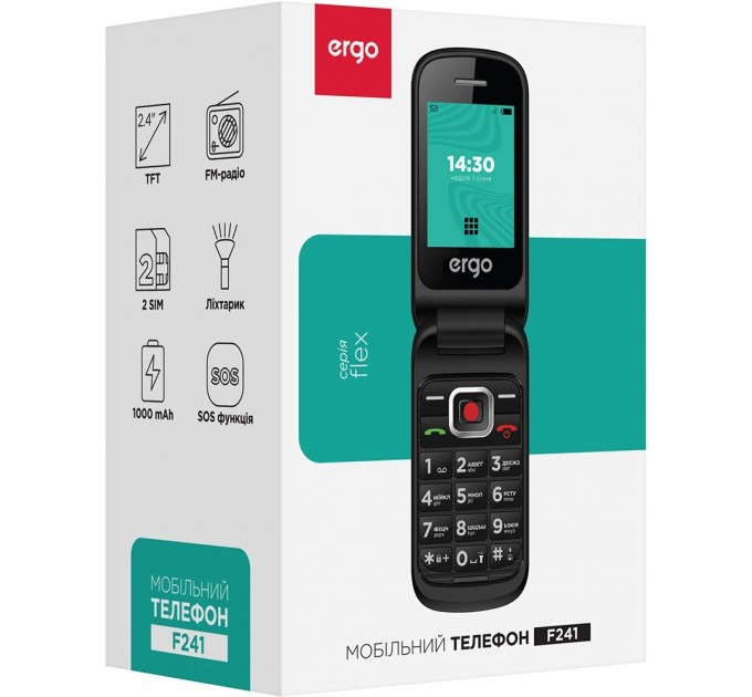 Ergo Мобiльний телефон Ergo F241 Dual Sim Black