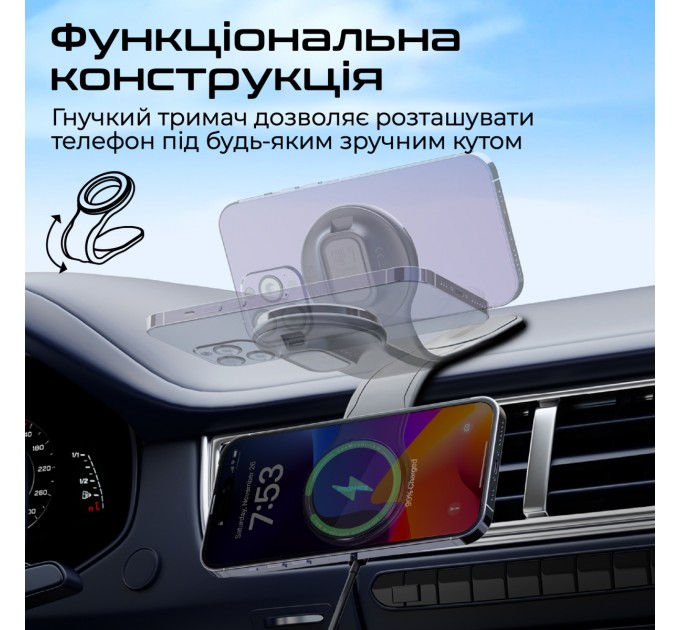 Promate Бездротовий зарядний пристрій Promate Laxmount-15W MagSafe Black (laxmount-15w)