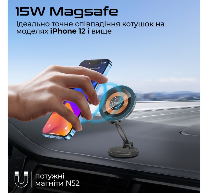 Бездротовий зарядний пристрій Promate Magnus2-Qi MagSafe Black (magnus2-qi)