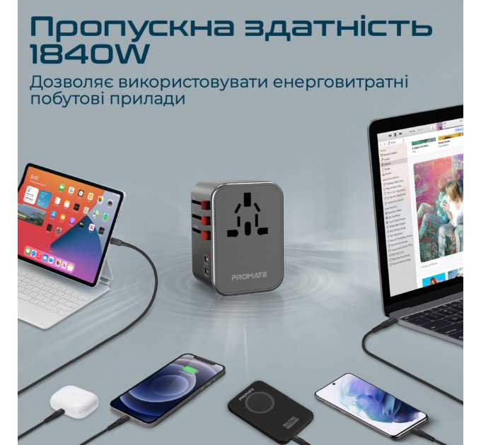 Promate Зарядний пристрій Promate TripMate-36W Black