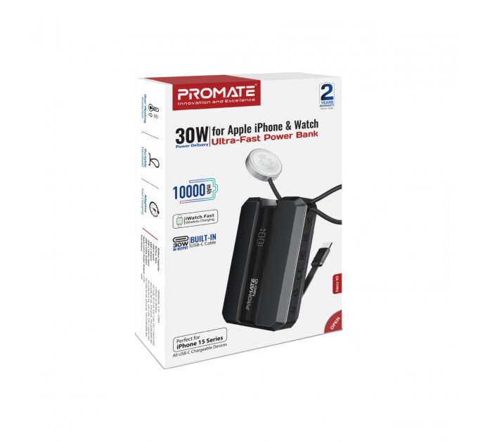 Promate Універсальна мобільна батарея Promate Neo-10 10000mAh 30W Black (neo-10.black)
