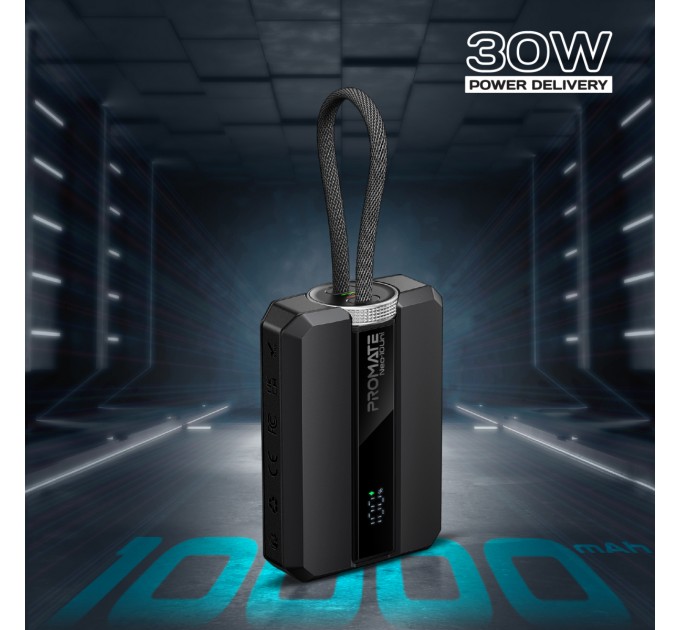 Promate Універсальна мобільна батарея Promate Neo-10Uni 10000mAh 30W Black (neo-10uni.black)