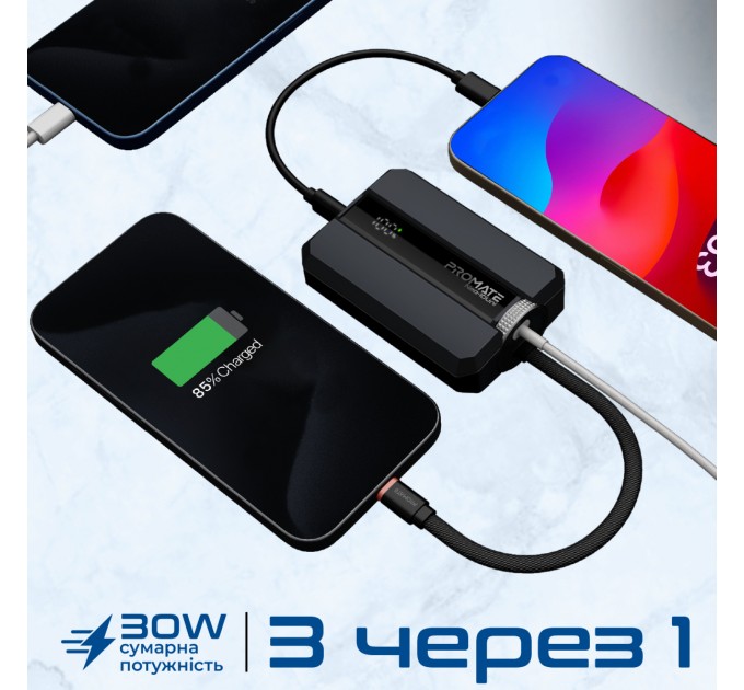 Promate Універсальна мобільна батарея Promate Neo-10Uni 10000mAh 30W Black (neo-10uni.black)