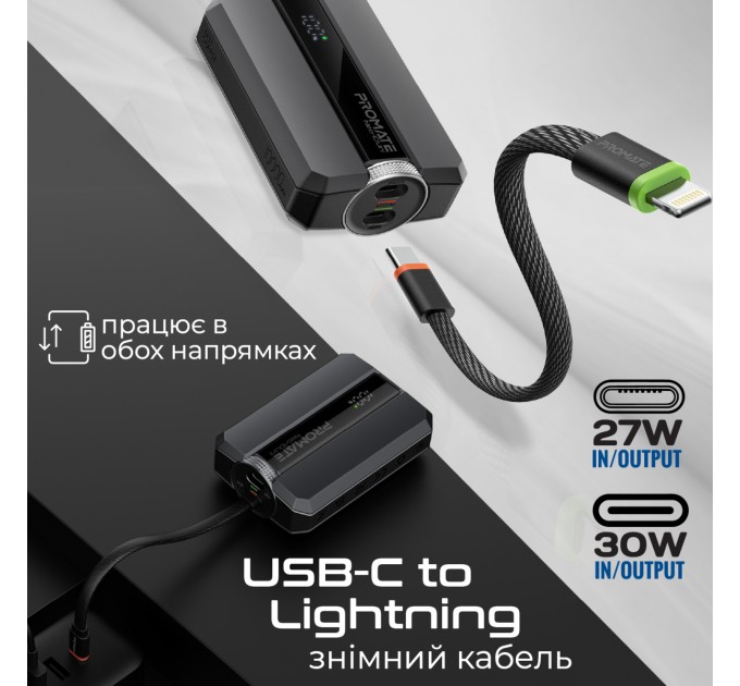 Promate Універсальна мобільна батарея Promate Neo-10Uni 10000mAh 30W Black (neo-10uni.black)