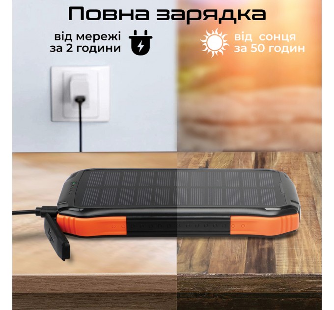 Promate Універсальна мобільна батарея Promate SolarTank-10PDQi 10000mAh 20W Black (solartank-10pdqi.black)