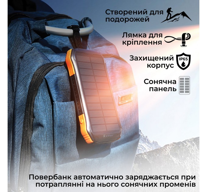 Promate Універсальна мобільна батарея Promate SolarTank-10PDQi 10000mAh 20W Black (solartank-10pdqi.black)