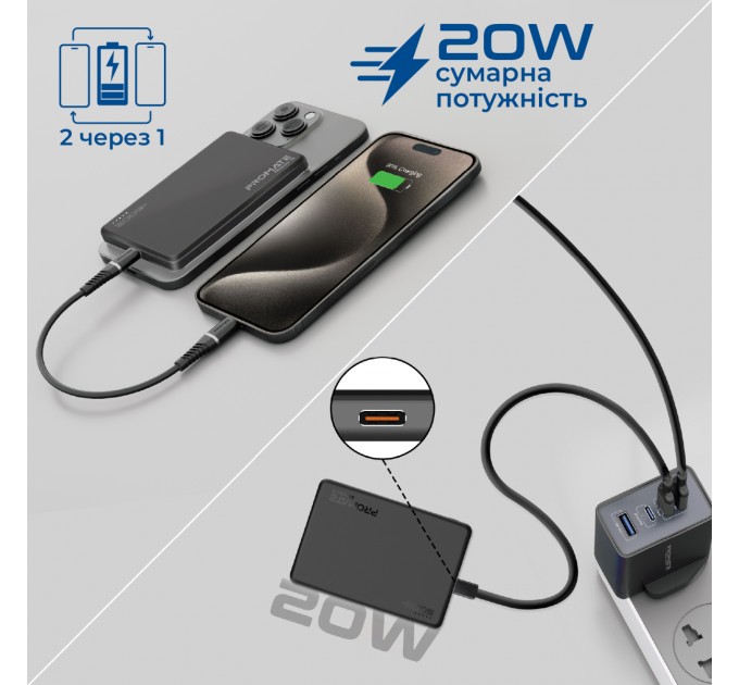 Універсальна мобільна батарея Promate Blade-5 5000mAh 20W Black (blade-5.black)
