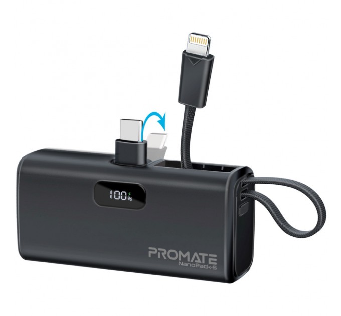 Promate Універсальна мобільна батарея Promate Nanopack-5 5000mAh 20W Black (nanopack-5.black)