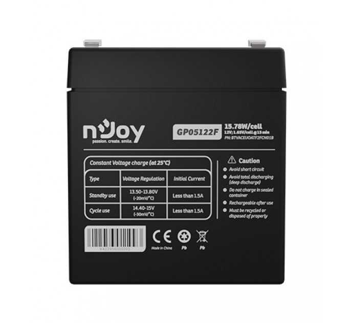 nJoy Акумуляторна батарея Njoy GP05122F 12V 5AH (BTVACEUOATF2FCN01B) AGM