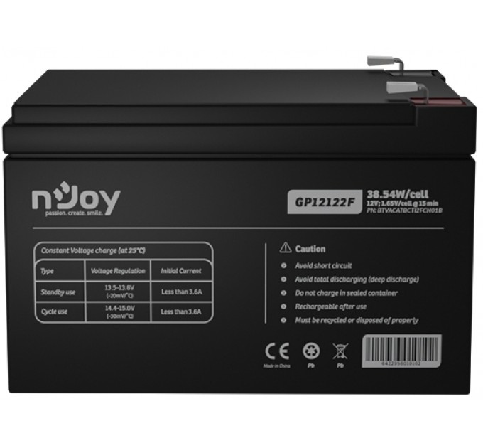 nJoy Акумуляторна батарея Njoy GP12122F 12V 12AH (BTVACATBCTI2FCN01B) AGM