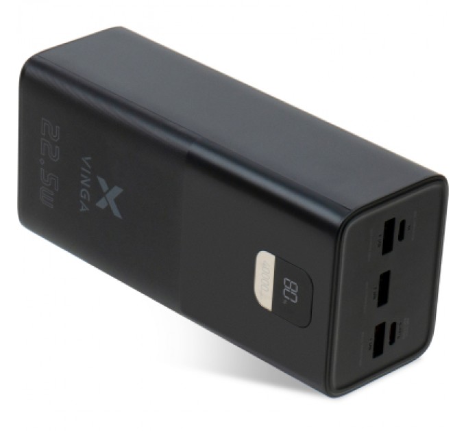Батарея універсальна Vinga 40000 mAh 22.5W Display Black (VPBB4022)